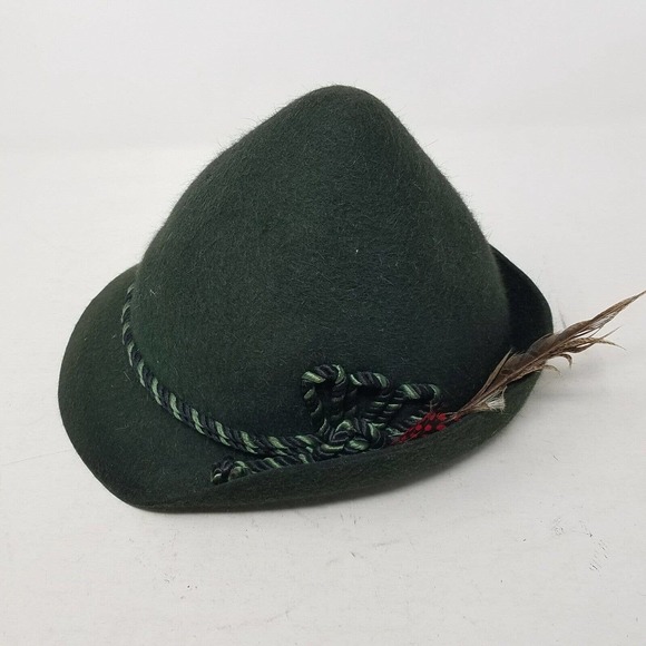 Vintage Lee's Matterhorn Green Wool Hat Mens Size 7 1/4 Peter Pan Cap - Picture 2 of 6